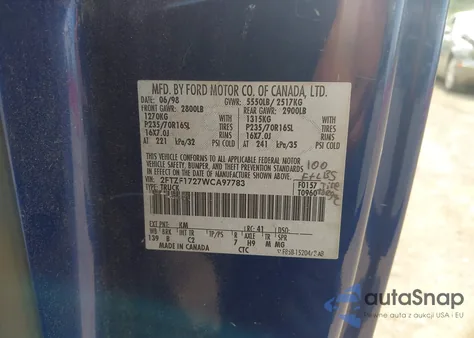 1998 Ford F150 from USA, damaged, VIN 2FTZF1727WCA97783